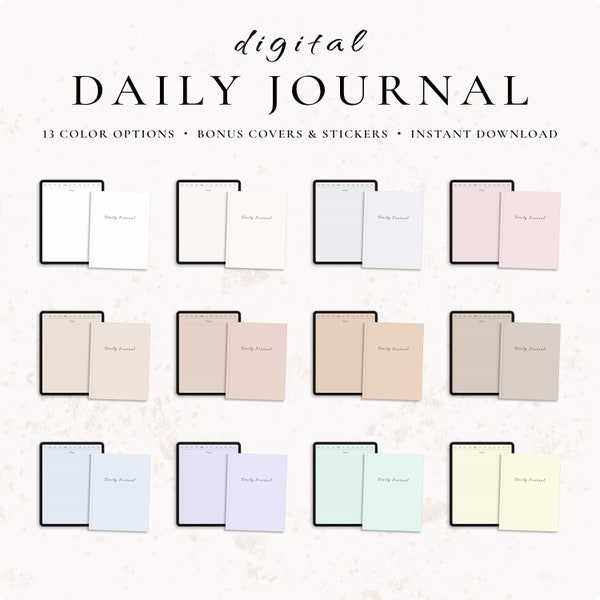 Digital Daily Journal, Dotted Journal, Notebook Journal, Lined Journal, Daily Journal for GoodNotes,  Notability, Digital Diary