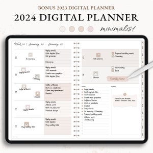 2024 Digital Planner, Weekly Planner, Daily Planner, Planner 2023 2024, Monthly Planner, GoodNotes Planner, Simple Planner, Minimalist