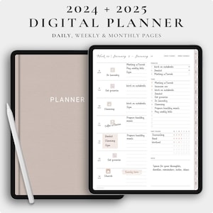 Digitaler Planer, GoodNotes Planer, 2024 Planer, Wochenplaner, Tagesplaner, Monatsplaner, 2024 2025 Planer, Notability Planer, Beige