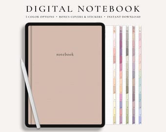 Digital Notebook, GoodNotes Notebook with tabs, Minimalist, Digital Journal, Notebook Journal, Portrait, Student Notebook