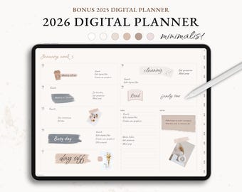 Minimalist Digital Planner 2026: Weekly & Monthly (Digital Download)