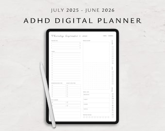 ADHD Digital Planner for GoodNotes: Minimalist 2025-2026 Daily & Monthly (Digital Download)