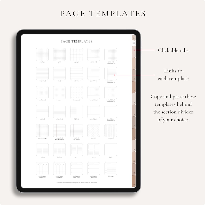 digital notebook, goodnotes notebook, portrait notebook, minimalist notebook, Digital Journal, Notebook Journal, digital download, digital template, lined notebook, digital planner, student notebook, notebook with tabs, hyperlinked notebook