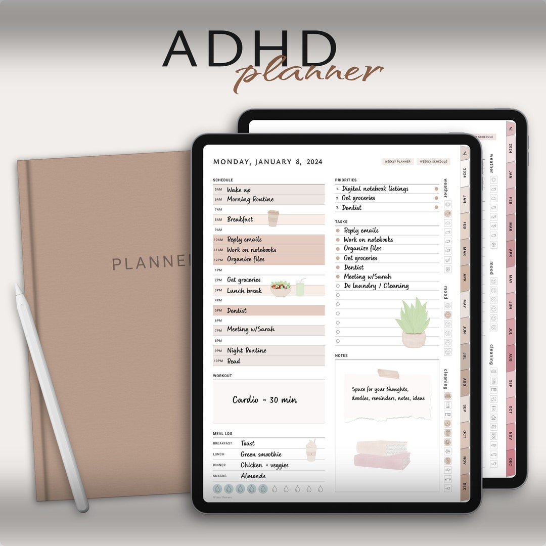 2024 Digital Planner, Goodnotes Planner, ADHD Planner, Daily Planner
