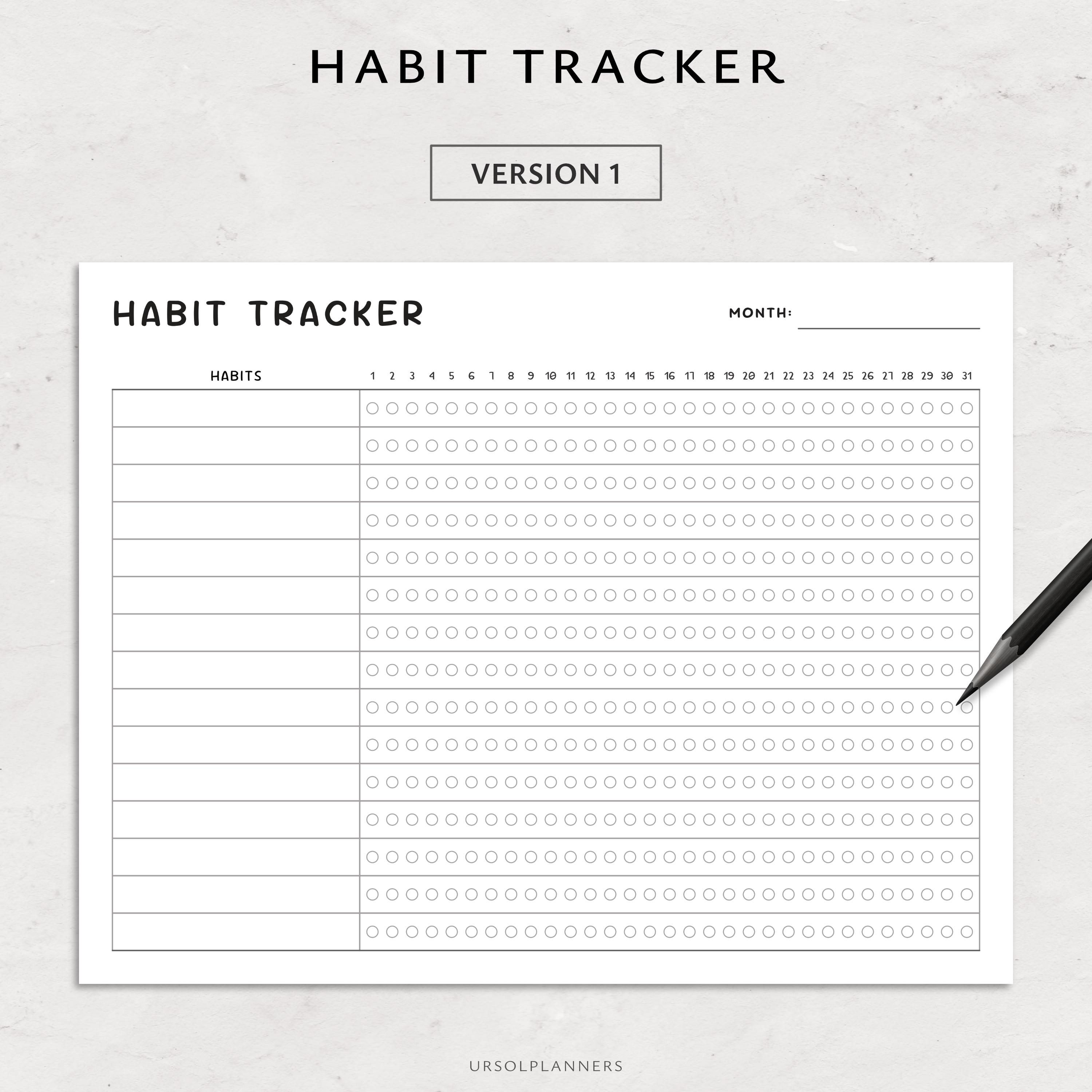 Minimalist Monthly Habit Tracker Printable: Landscape Routine Template ...