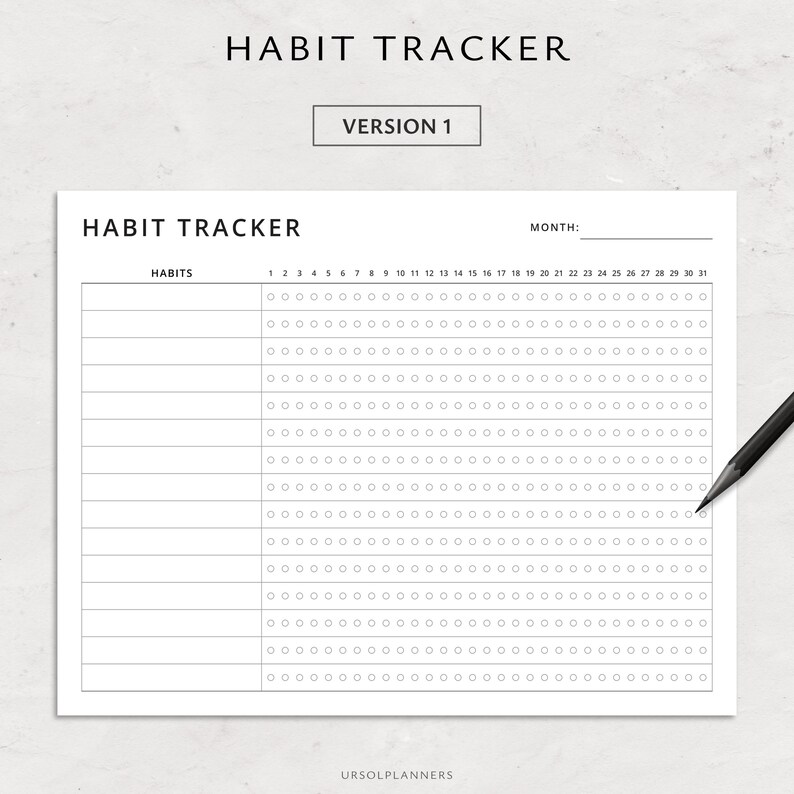 Minimalist Habit Tracker Printable: Goal Planner, Daily Routine (PDF ...