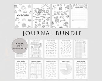 Journal Bundle: A5 & A4 druckbare Planer Seiten, 2025 2026 Planer Einlagen, (Digitaler Download)