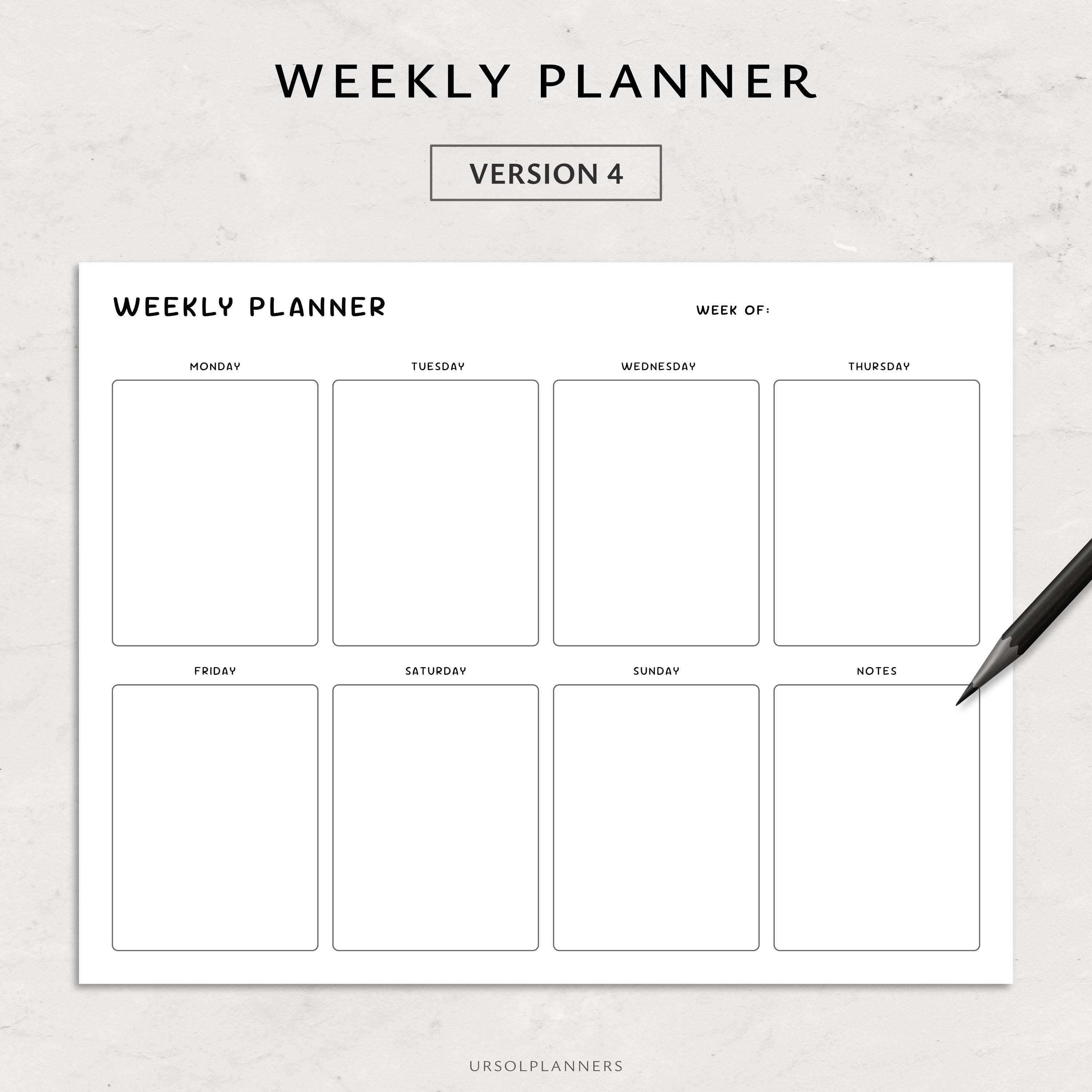 Minimalist Weekly Planner Printable: Undated Landscape Layout (PDF ...