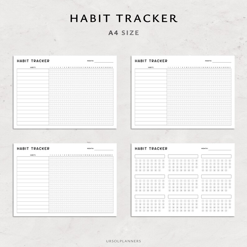 Minimalist Monthly Habit Tracker Printable: Landscape Routine Template ...