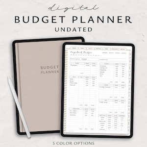 Digital budgetplanerare: Lönecheck, månadsbok, sparspårare (GoodNotes)