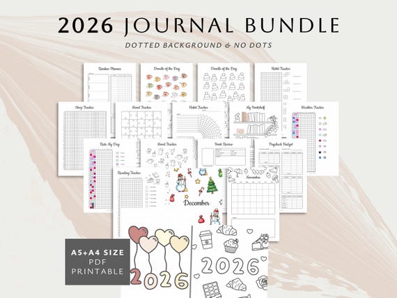 2026 Journal Printable Pages, A5 & A4 Size, Digital Planner, Inserts (Instant Download)