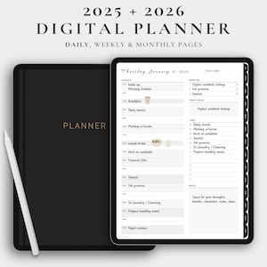 2025 Digital Planner, Daily Planner, Weekly Planner, 2025 2026 Digital Planner,   GoodNotes Planner, Monthly Planner, Minimalist