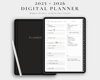 2025 Digital Planner, Daily Planner, Weekly Planner, 2025 2026 Digital Planner,   GoodNotes Planner, Monthly Planner, Minimalist