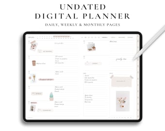 Undated Digital Planner: Daily, Weekly, Monthly (GoodNotes)