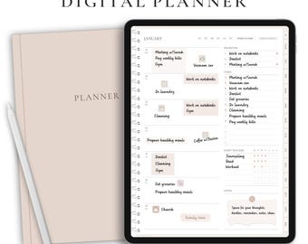 Undated Digital Planner: Weekly, Monthly, & Notebook Sections (Digital Download)