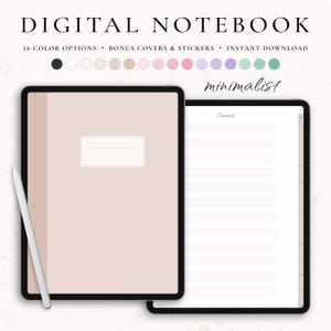 Digital Notebook, Goodnotes Notebook, Notebook with 12 Tabs, Notability Notebook, Lined Notebook, Student Notebook, Minimalist Notebook