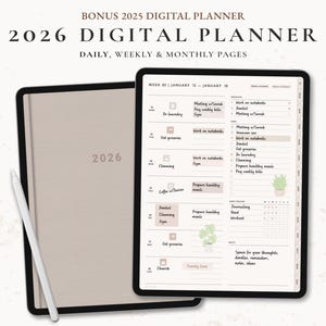 2026 Digital Planner: Minimalist GoodNotes Planner 2025 (Monday/Sunday Start)