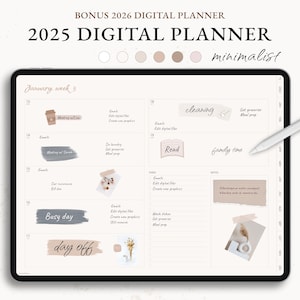 Simple Digital Planner, Weekly Planner, Monthly Planner, GoodNotes Planner, Planner 2025 2026, Simple Planner, Neutral, Beige, Minimalist