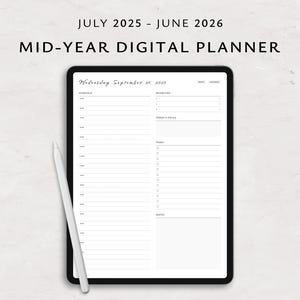 Simple Digital Planner, Monthly Planner for GoodNotes, Daily Planner, Minimalist Planner 2025 2026, Mid Year Planner