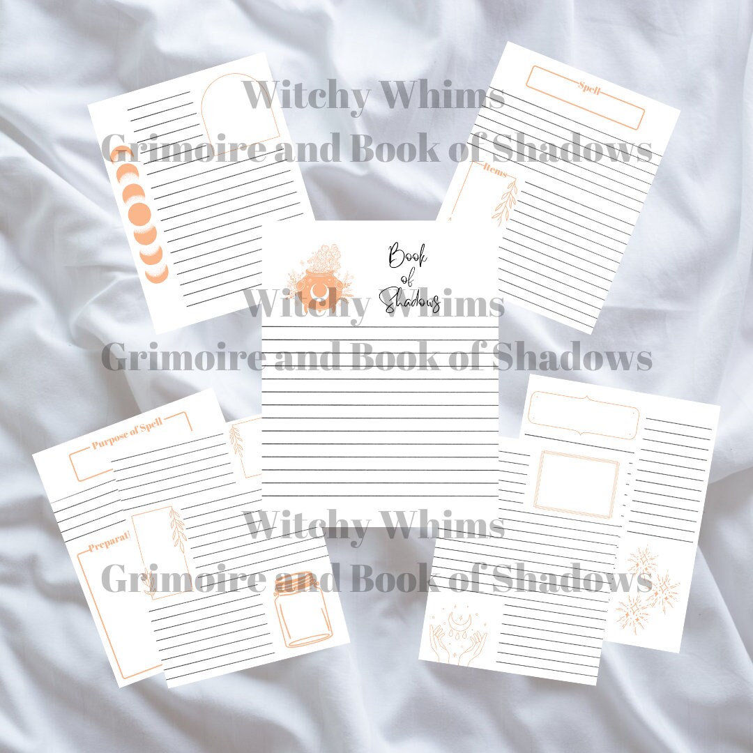 Blank Grimoire Pages Printable Grimoire Pages pastel Orange - Etsy