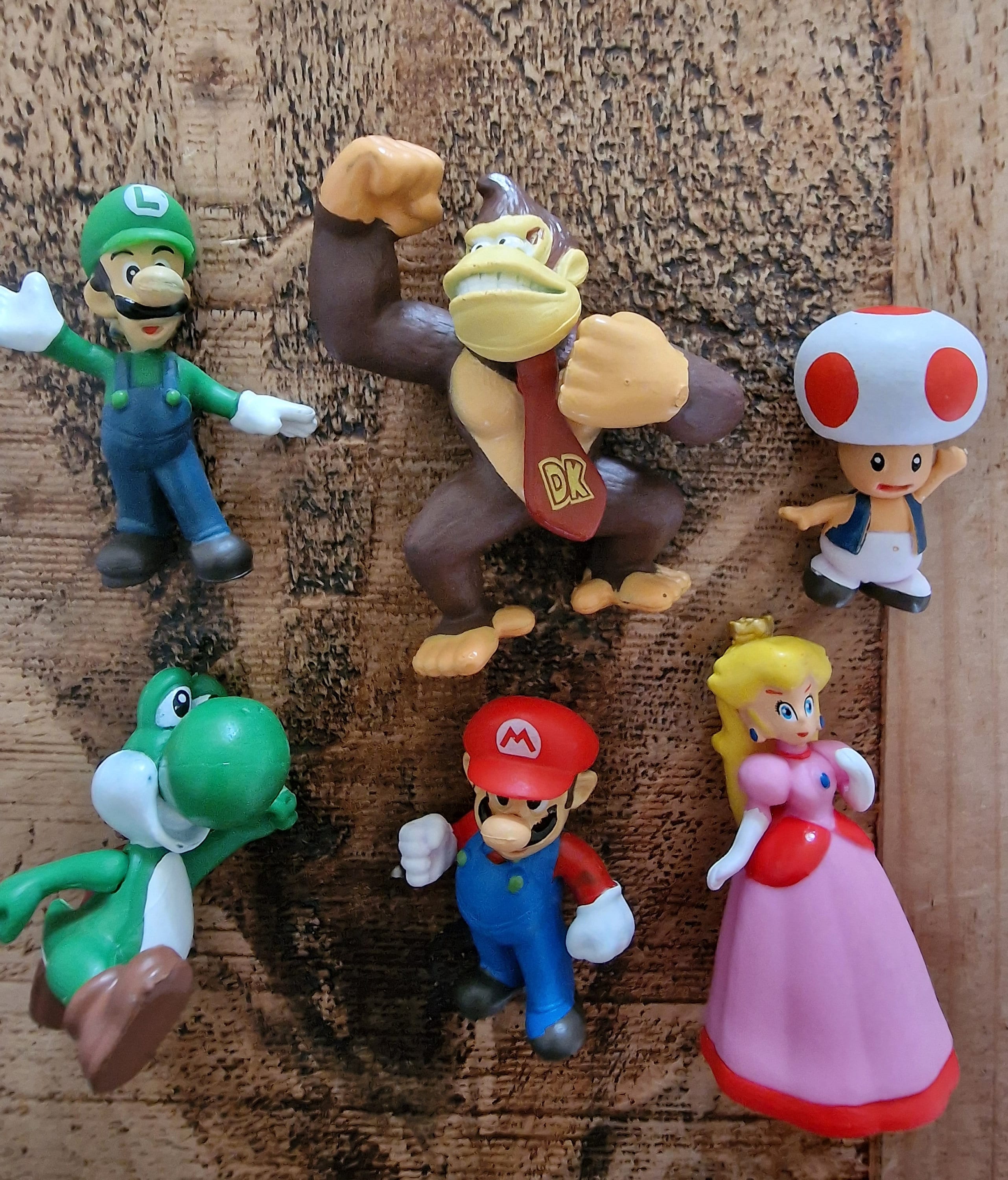 Super Cake Topper Mario Kart Princesa Peach Kong cifras de juguete Set de 6  suministros para fiestas de cumpleaños de dibujos animados Figura