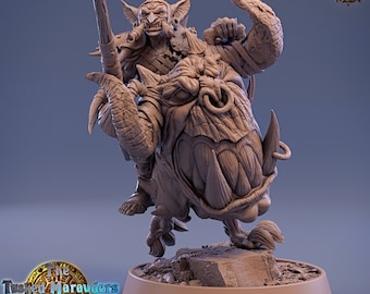 Goblin Krimli Smite on Head Runner - Tabletop Miniature 32 mm/75 mm - Dungeons and Dragons - Daybreak Miniatures - Warrior - Mounted