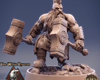 Tabletop Miniature - 32 mm/75 mm - Dwarf Flint Hammerfell - Dungeons and Dragons - Daybreak Miniatures - DnD - Dwarf