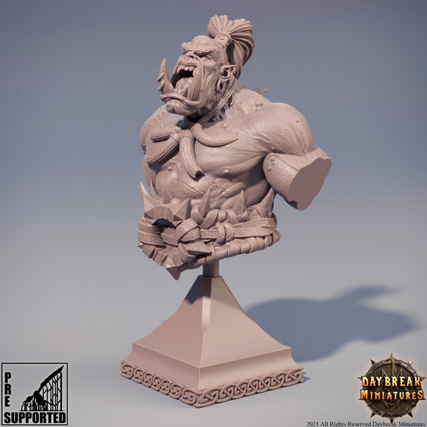 Premium 3D Druck  - Büste Hector Stumpfkant  - Dungeons and Dragons - Daybreak Miniatures - Orc - Collector