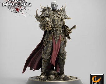 Tabletop miniature 2 versions 32 mm - Bloodknight General - RescaleMiniatures - Order Immortalis- Daemon - Vampire - Knights - Paladin