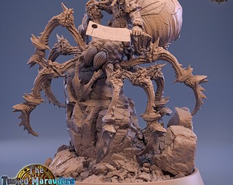 Goblin Havor Split on Black Webber - Tabletop Miniature 32 mm/75 mm - Dungeons and Dragons - Daybreak Miniatures - Warrior - Mounted Spider