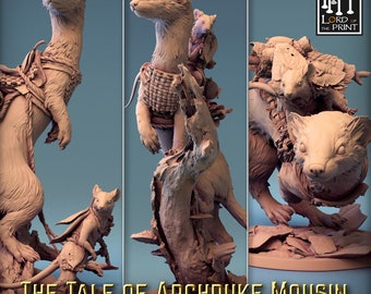 Tabletop Miniature Weasels various versions - Weasels with mouse - RescaleMiniatures - The Tale of Archduke Mousin