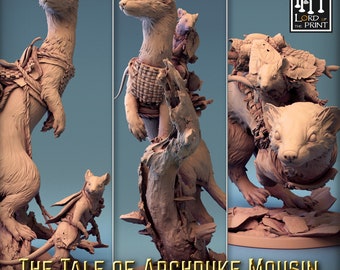 Tabletop miniature weasels various versions - Weasels with mouse - RescaleMiniatures - The Tale of Archduke Mousin