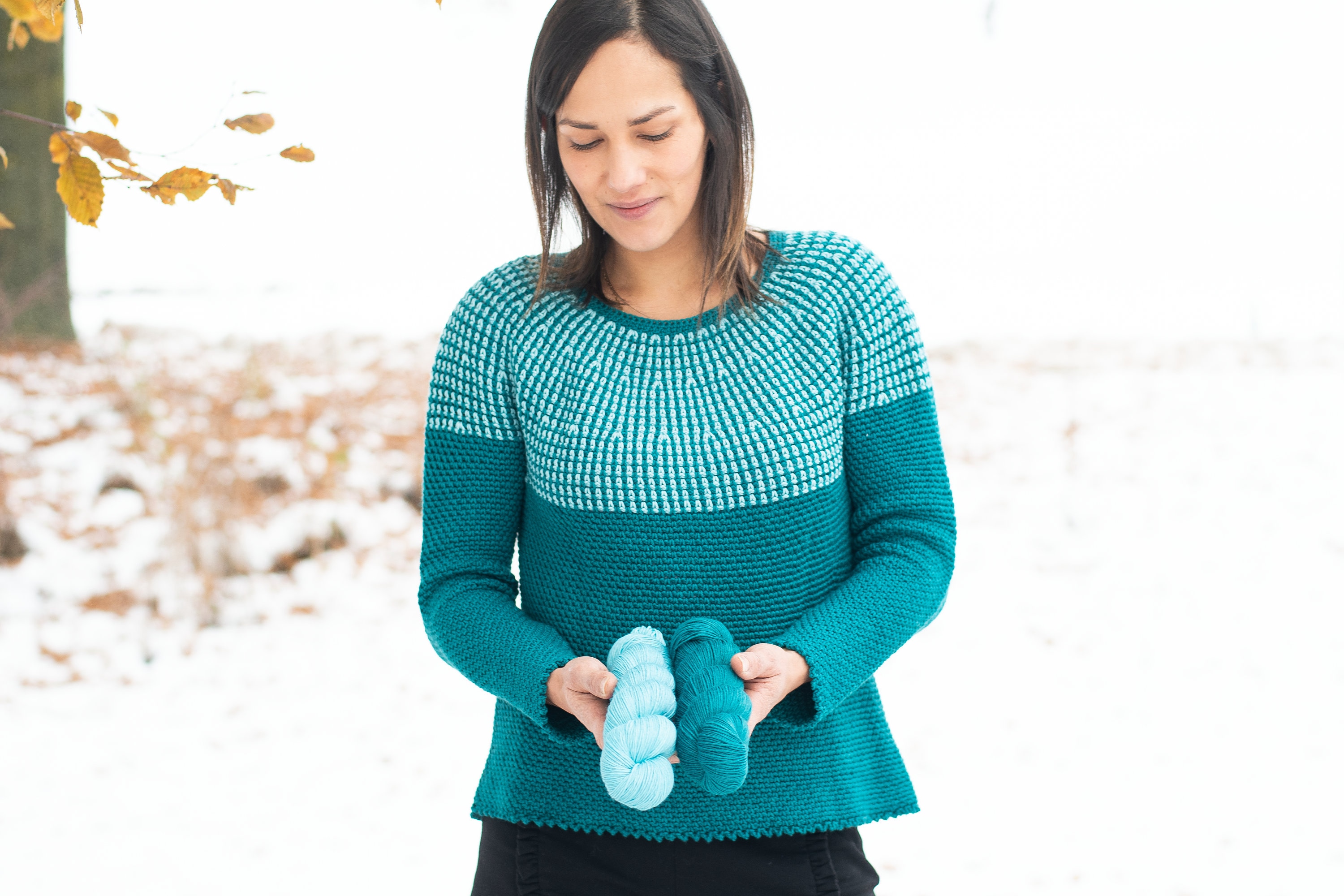 Top Down Crochet Sweater Pattern, Seamless Circular Yoke
