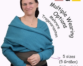 Sweater Scarf Crochet Pattern | Meditative & Versatile Stitch Pattern | Wear as Scarf, Shrug, Cardigan or Sweater | Plus sizes up to 4XL