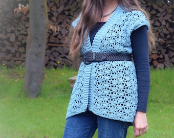 Crochet vest pattern women summer, XS to 5XL