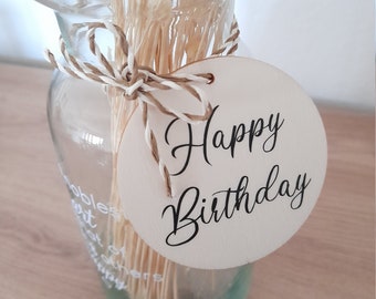 Geschenkanhänger für Geburtstag I Anhänger Happy Birthday I Holz Schild I Geschenkverpackung personalisiert zum Geburtstag I Alles Gute