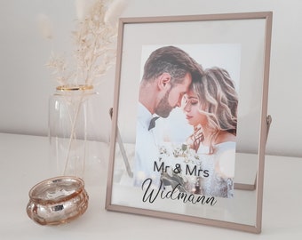 Mr & Mrs Bilderrahmen für Hochzeitsfoto mit Nachname I personalisiertes Geschenk I Hochzeitsgeschenk I Deko Hochzeitsbild