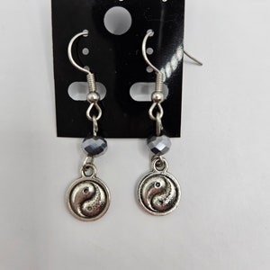 Ying yang silver dangle earrings