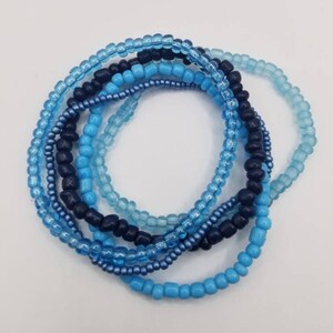 Blue stretchy beaded bracelet set