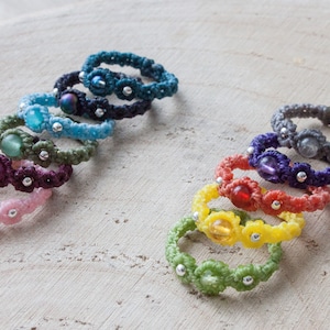 Makramee Ring Fingerring in verschiedenen Farben