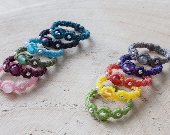 Makramee Ring Fingerring in verschiedenen Farben