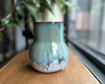 Tall Green Opalescent Bubble Vase