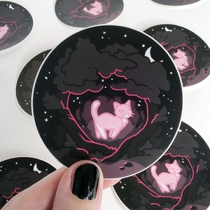 CAT GHOST Autocollant mignon | Haunted Kitty Halloween Sticker | Décalque imperméable à l’eau mat pour ordinateur portable