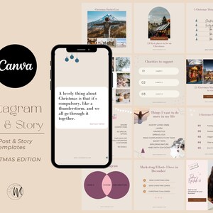 Instagram Post & Story Template Canva I Christmas Instagram Template I Canva Design I Editable Instagram Template Canva