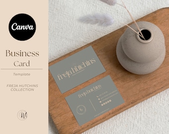 Canva Business Card Template - Editable Double Sided Marketing Template Green