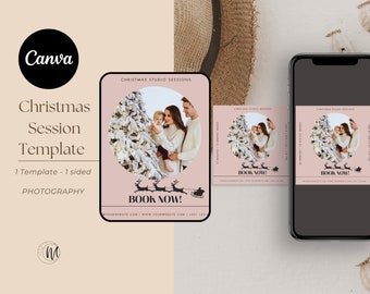 Editable Christmas Session Template 5 x 5" For Photographers - Canva Photography Marketing Social Media Design