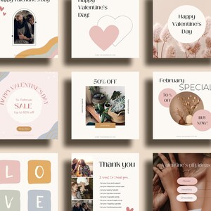 60 Valentine's Day Instagram Post & Story Template I Editable Canva Design Download image 2