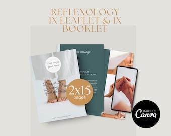 Editable Reflexology Leaflet and Booklet Template I Canva Design Download for Reflexology, Massage, Spa, Wellness  I 2 DIY Templates