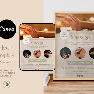 Editable Reflexology Marketing Flyer Template - Massage Canva Design - Flyer Template Wellness