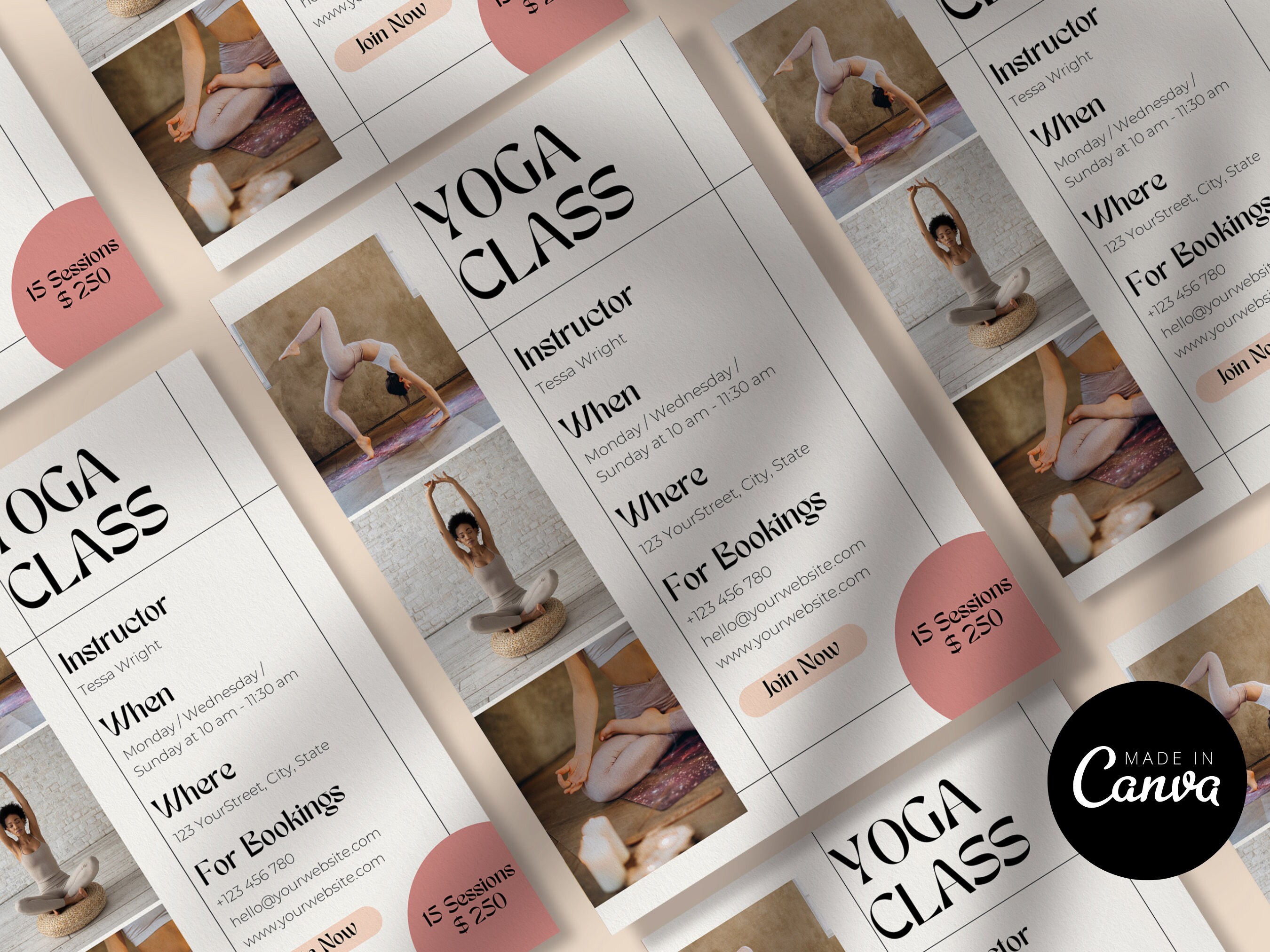 Editable Yoga Flyer Template - Canva Design Download - Fitness ...